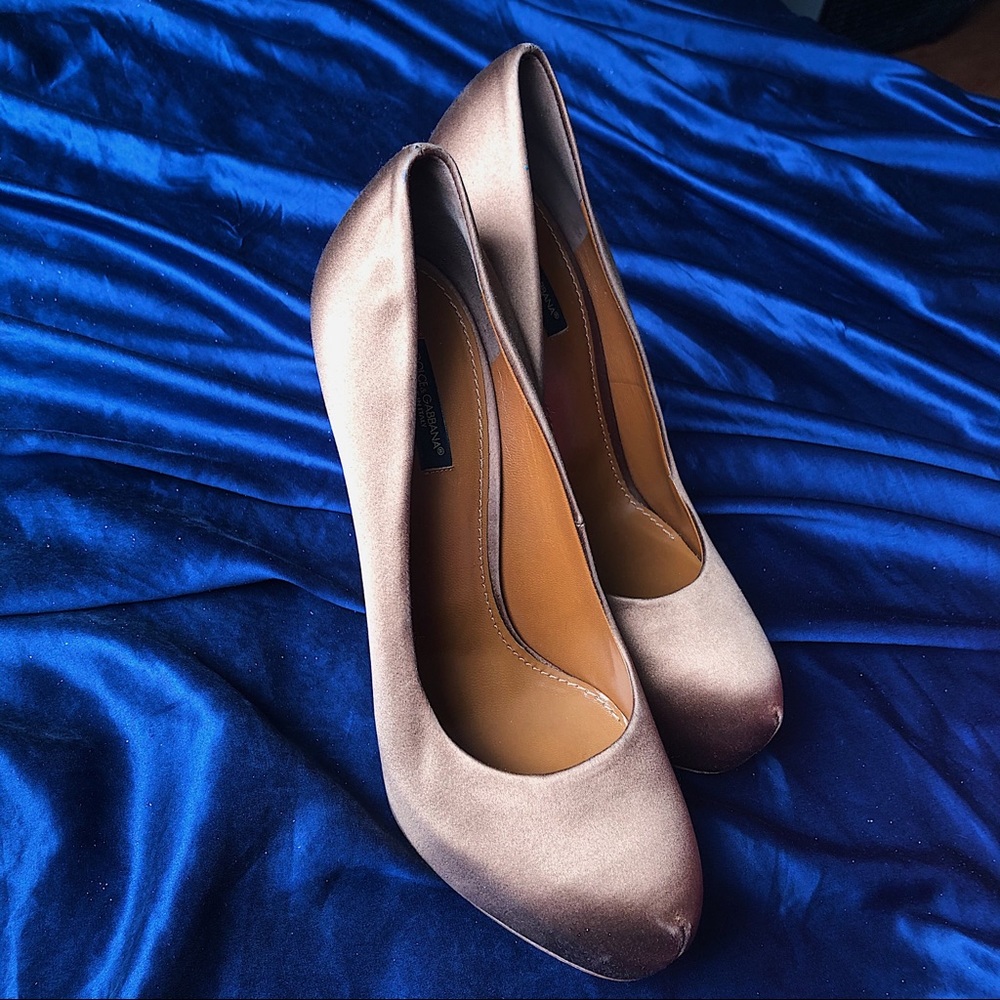 Dolce & Gabbana Brown Satin Pumps